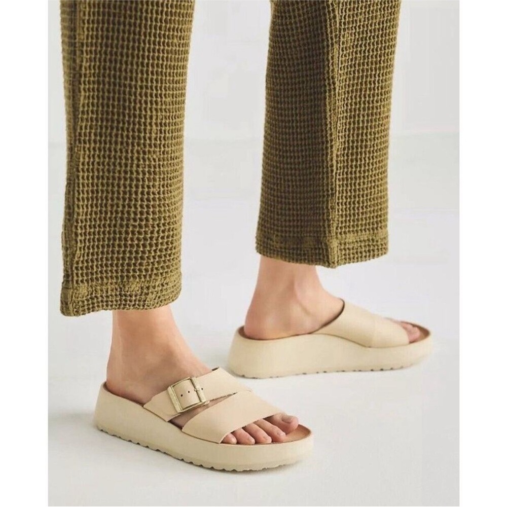 BIRKENSTOCK Papillio The Almina Platform Wedge ECRU Slide Sandals